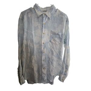 Tommy Bahama Relax Mens Large Linen Blend Floral Button Down Shirt Long Sleeve